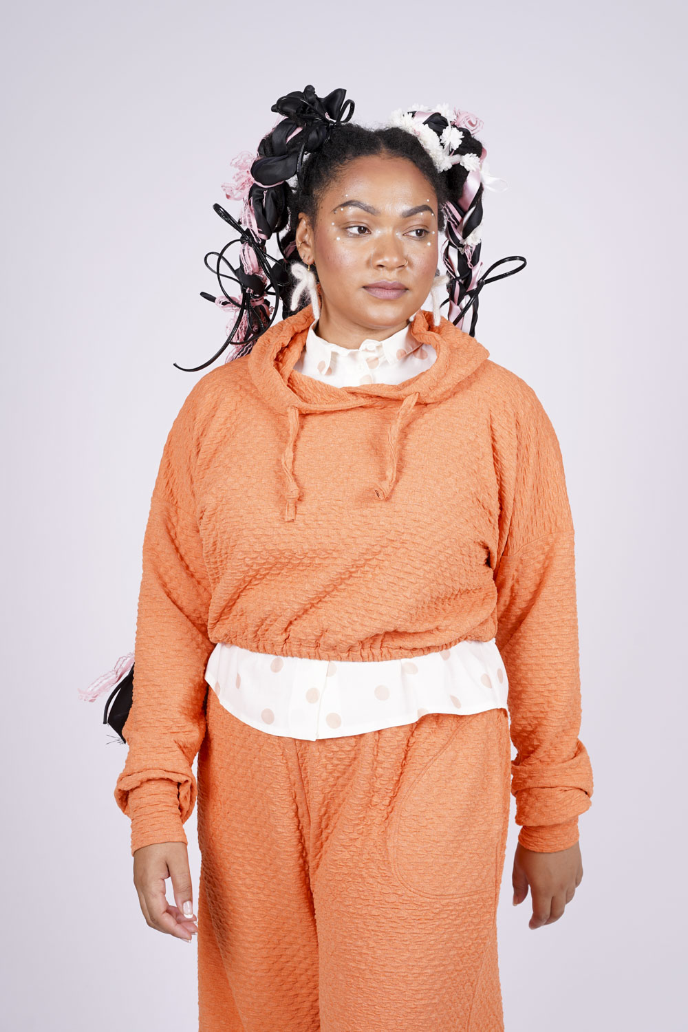 LUISE HOODY cropped orange Jacquard