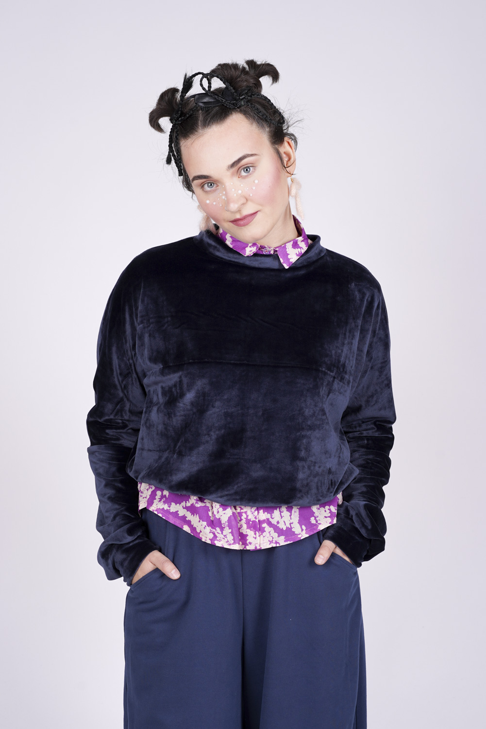 SAMT PULLOVER dunkelblau