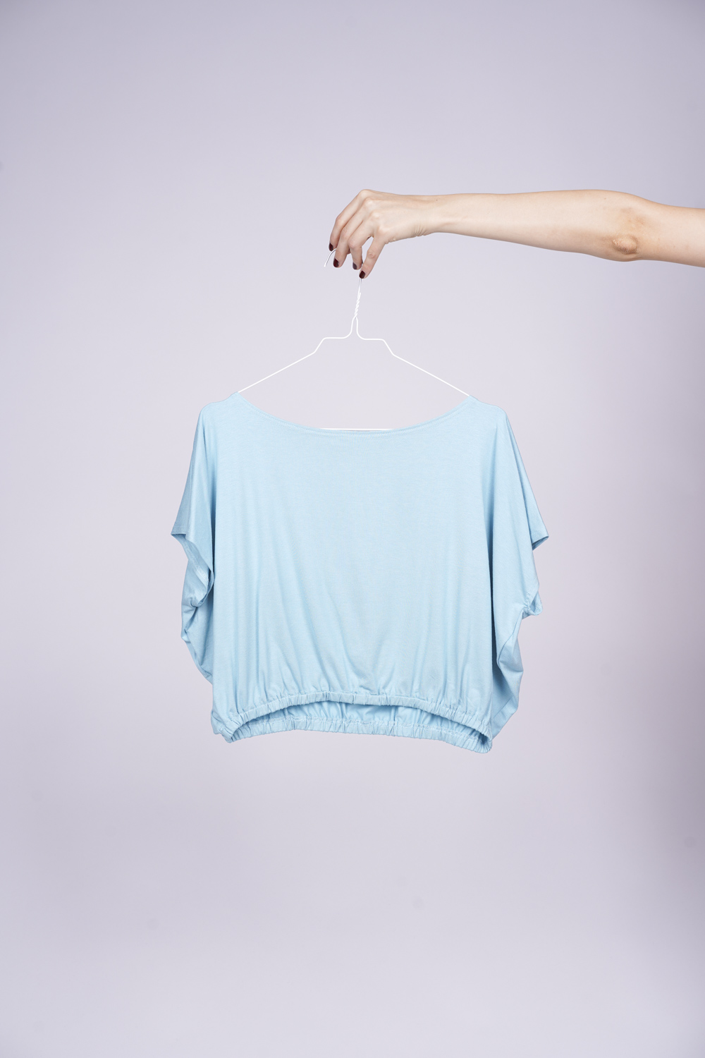 OSLO SHIRT cropped Viskosejersey hellblau