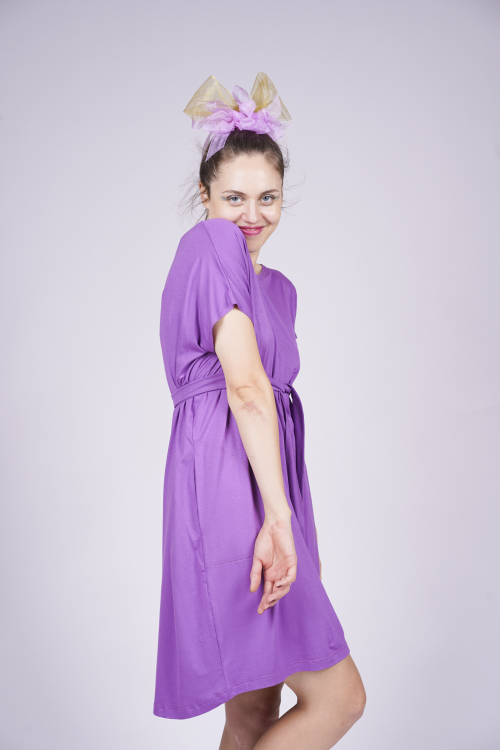 OSLO KLEID uni Viskose brombeere pastell