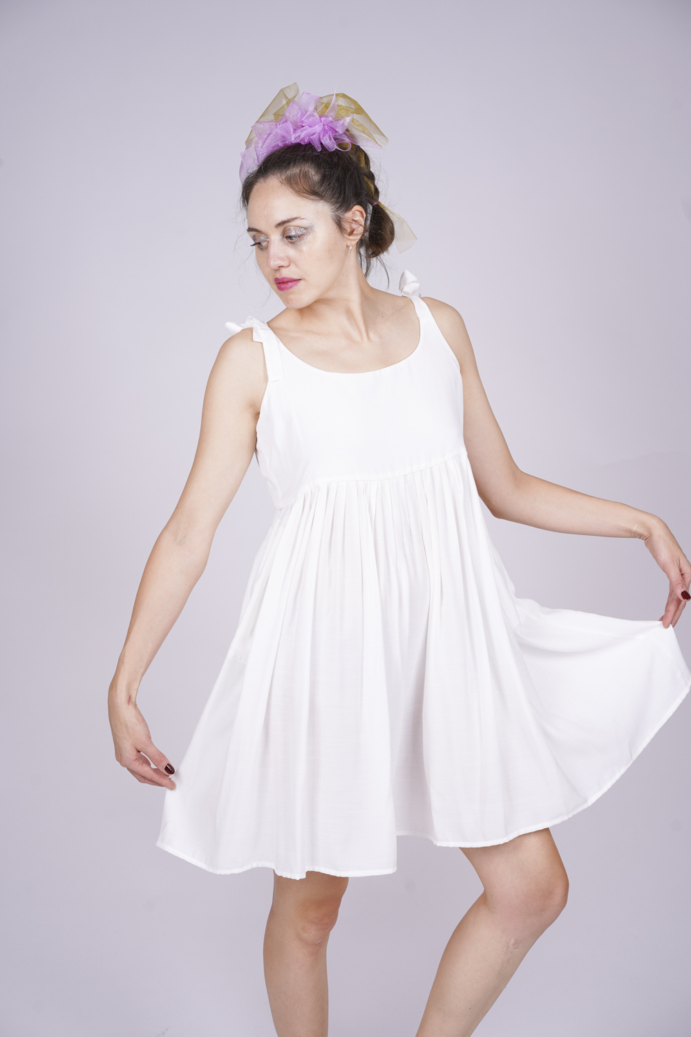 BABYDOLL KLEID weiß Viskose MEDIUM