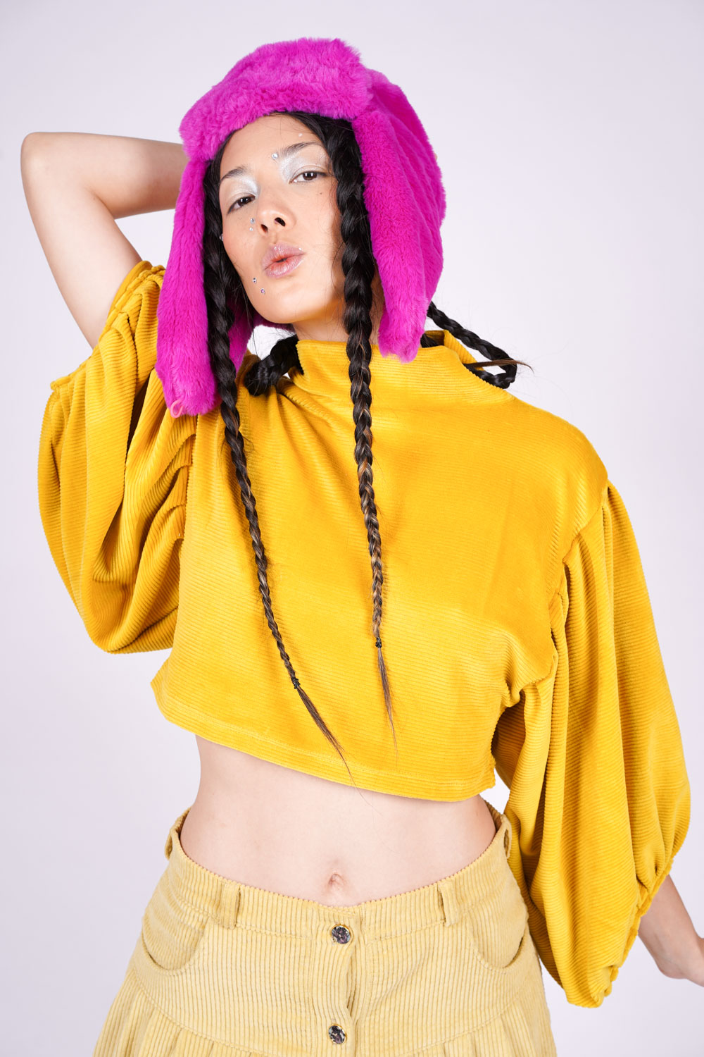 FAKE FELL MÜTZE knallpink